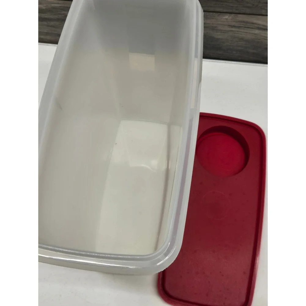 Tupperware Modular Mates Super Oval 4 Red Flip Top Lid 469-15 Clear Container